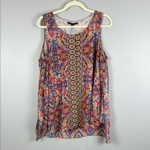 Zac & Rachel Multicoloured Hankerchief Relaxed Sleeveless Blouse Size Large - Picture 2 of 11